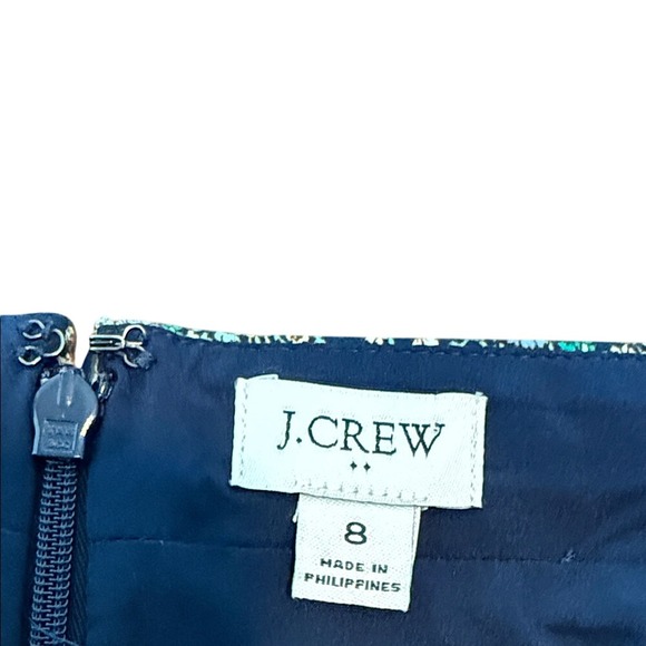 J. Crew Navy and Teal Paisley Pencil‎ Skirt  w/ Lining BOHO Career Size 8 - Picture 2 of 11